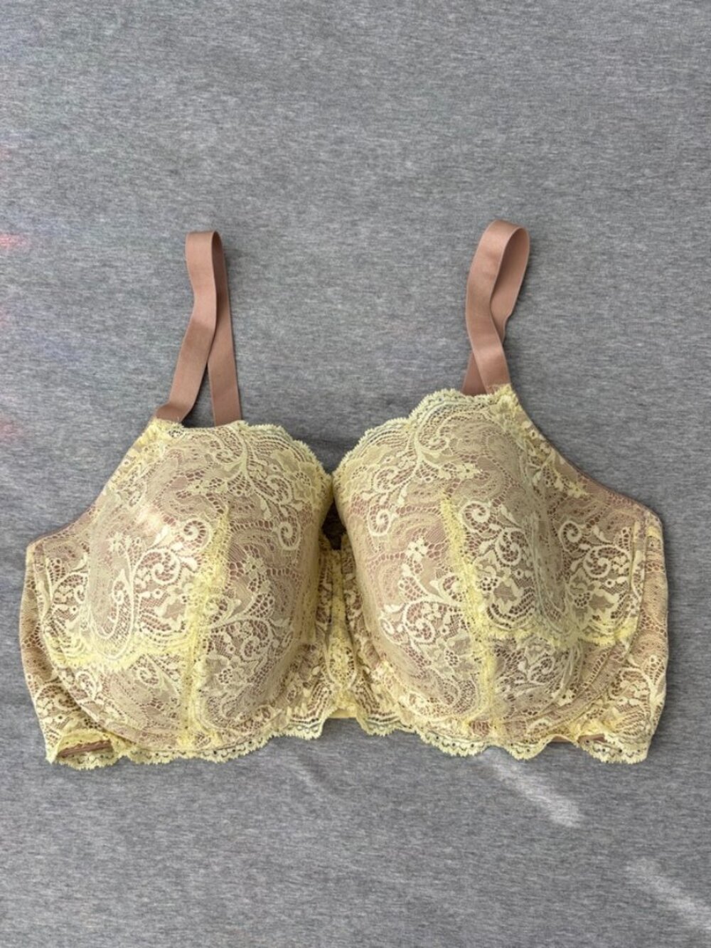 ThirdLove 24/7 Lace Balconette Bra Womens Size 42F Yellow Two Tone Underwire New